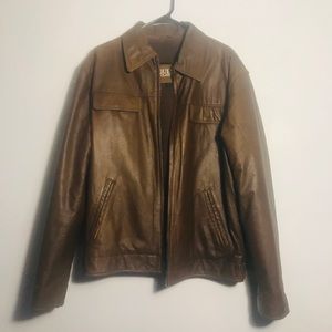 GUESS men’s leather jacket men large fleece lining